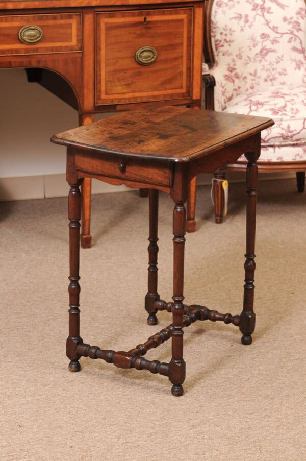 17th Century French LXIII Walnut Side Table with Drawer - Image 13