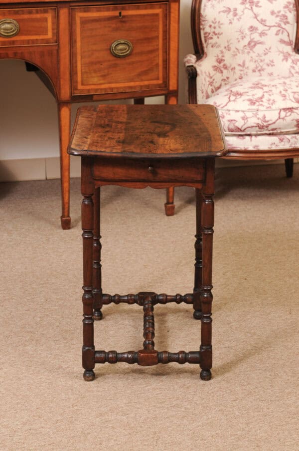 17th Century French LXIII Walnut Side Table with Drawer - Image 14