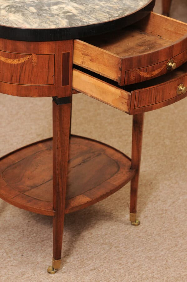 Oval 18th Century Italian Neoclassical Side Table with Green Marble Top & Inlay, ca. 1780 - Image 5