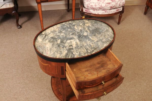 Oval 18th Century Italian Neoclassical Side Table with Green Marble Top & Inlay, ca. 1780 - Image 6