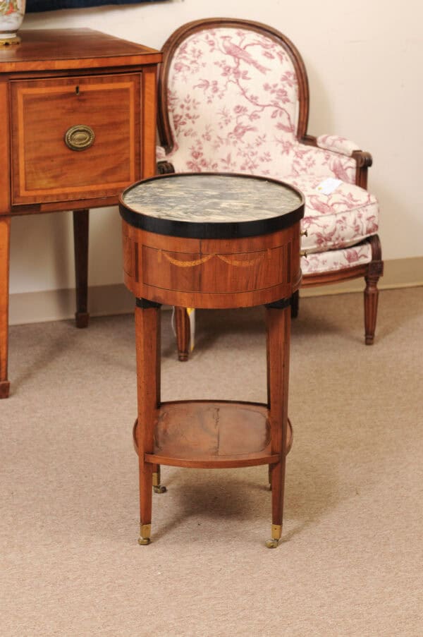 Oval 18th Century Italian Neoclassical Side Table with Green Marble Top & Inlay, ca. 1780 - Image 7