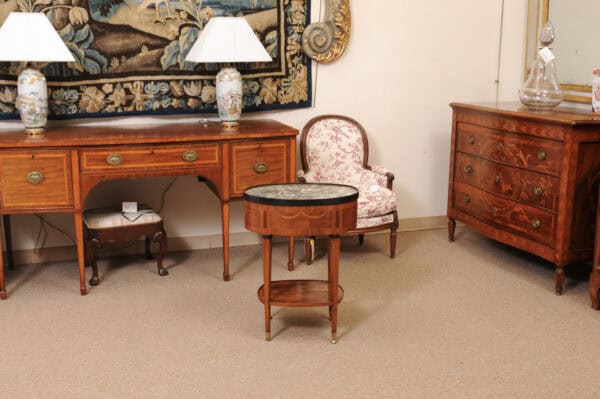 Oval 18th Century Italian Neoclassical Side Table with Green Marble Top & Inlay, ca. 1780 - Image 9