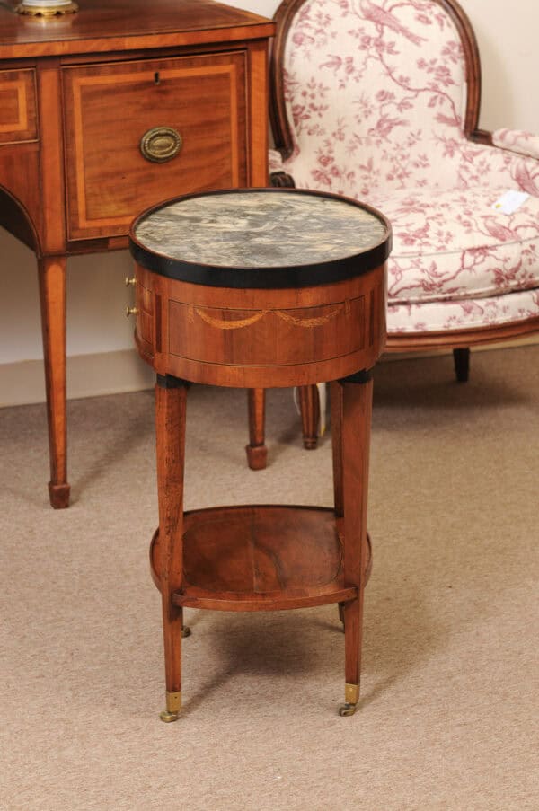Oval 18th Century Italian Neoclassical Side Table with Green Marble Top & Inlay, ca. 1780 - Image 11