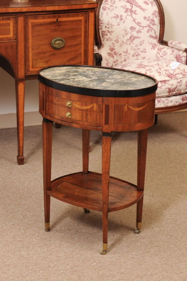Oval 18th Century Italian Neoclassical Side Table with Green Marble Top & Inlay, ca. 1780 - Image 12