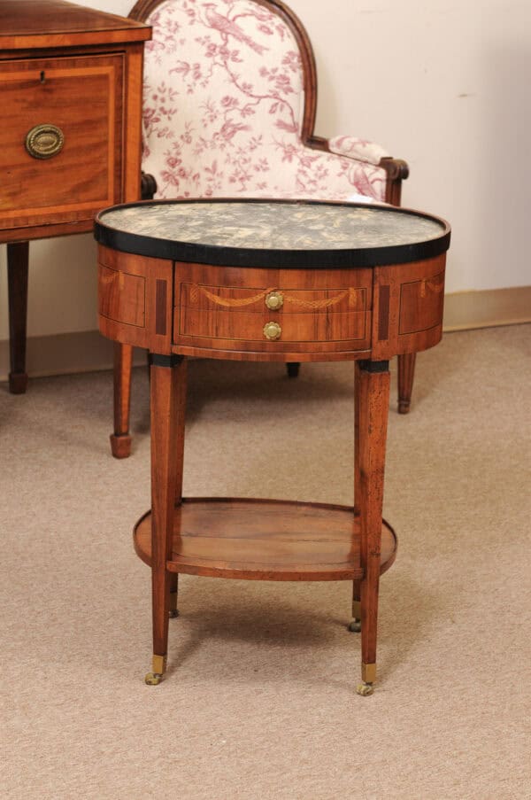 Oval 18th Century Italian Neoclassical Side Table with Green Marble Top & Inlay, ca. 1780 - Image 13