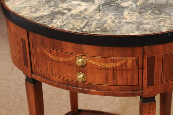 Oval 18th Century Italian Neoclassical Side Table with Green Marble Top & Inlay, ca. 1780 - Image 15
