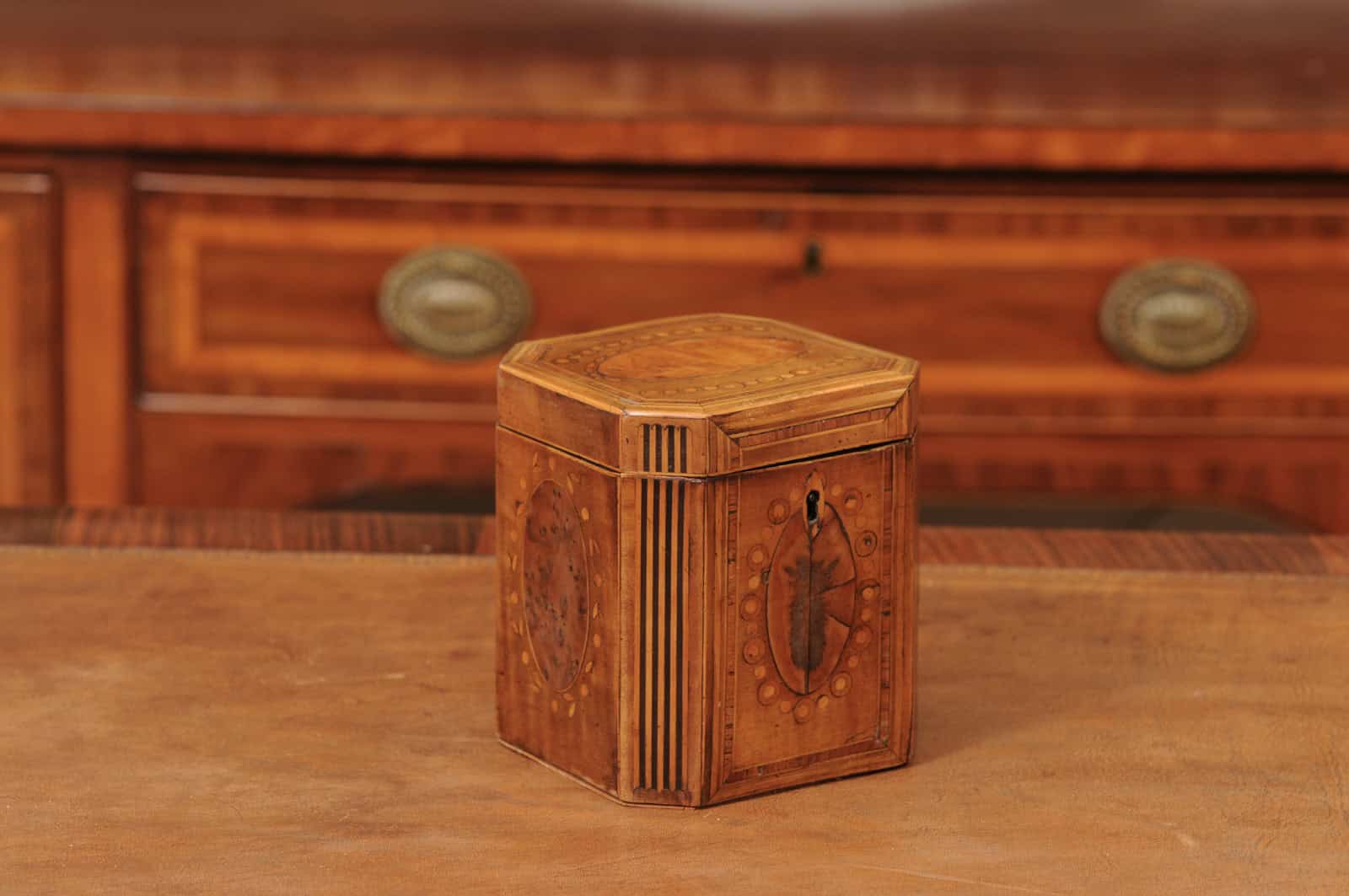 18th Century English Inlaid Single Tea Caddy - Image 3
