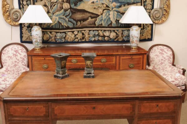 Pair of 19th Century French Blue Painted Tole Cachepots with Landscapes - Image 6