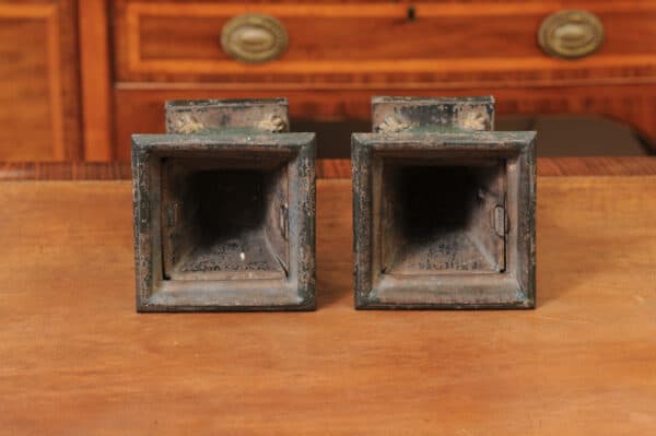 Pair of 19th Century French Blue Painted Tole Cachepots with Landscapes - Image 14