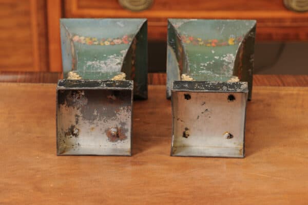 Pair of 19th Century French Blue Painted Tole Cachepots with Landscapes - Image 15