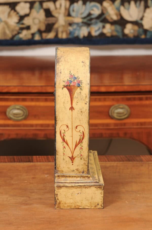 Floral Painted Tole "Borne" Mantle Clock, France 19th Century - Image 7