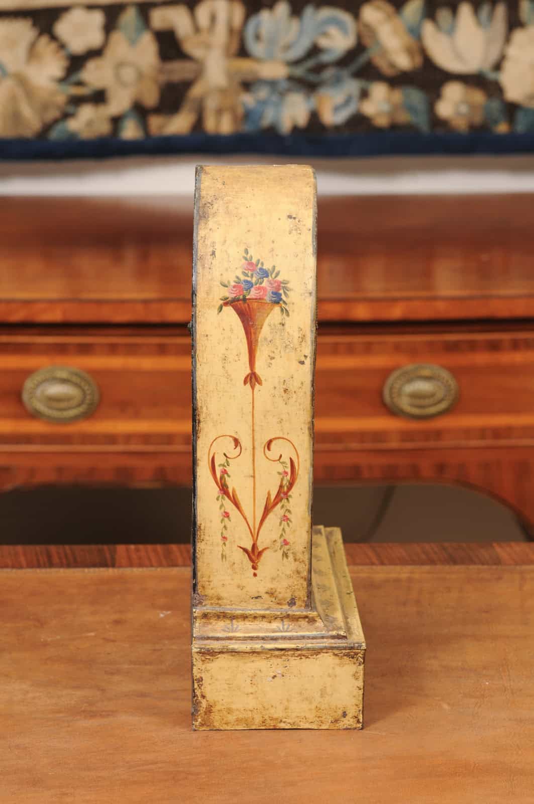 Floral Painted Tole "Borne" Mantle Clock, France 19th Century - Image 7