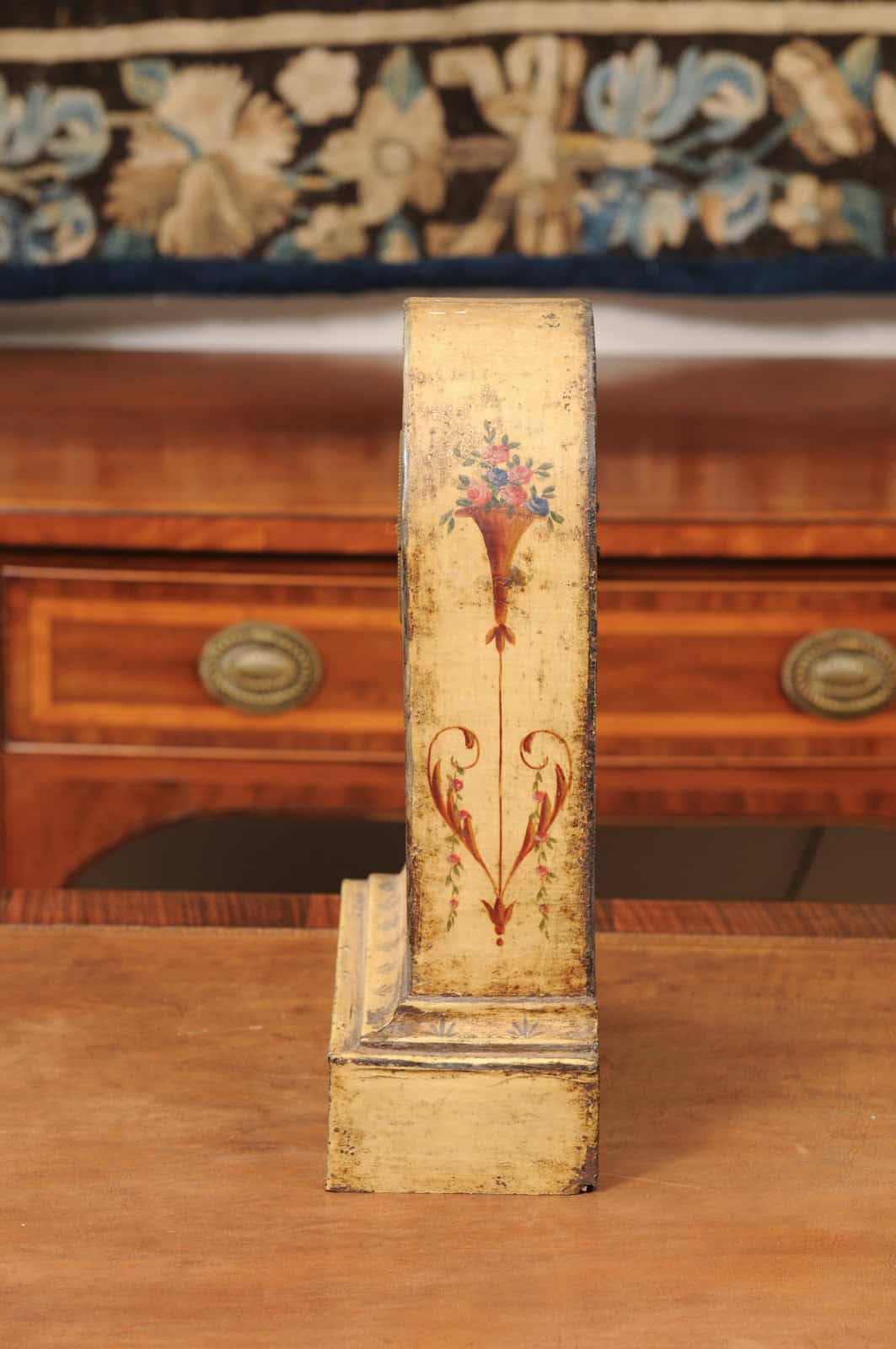 Floral Painted Tole "Borne" Mantle Clock, France 19th Century - Image 11