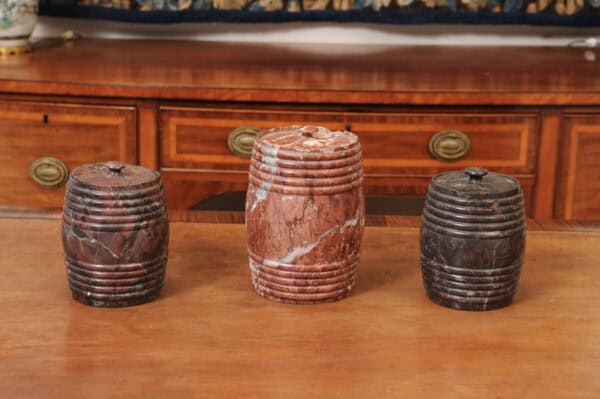 Set of 3 19th Century French Marble Tobacco Jars with Lids - Image 3