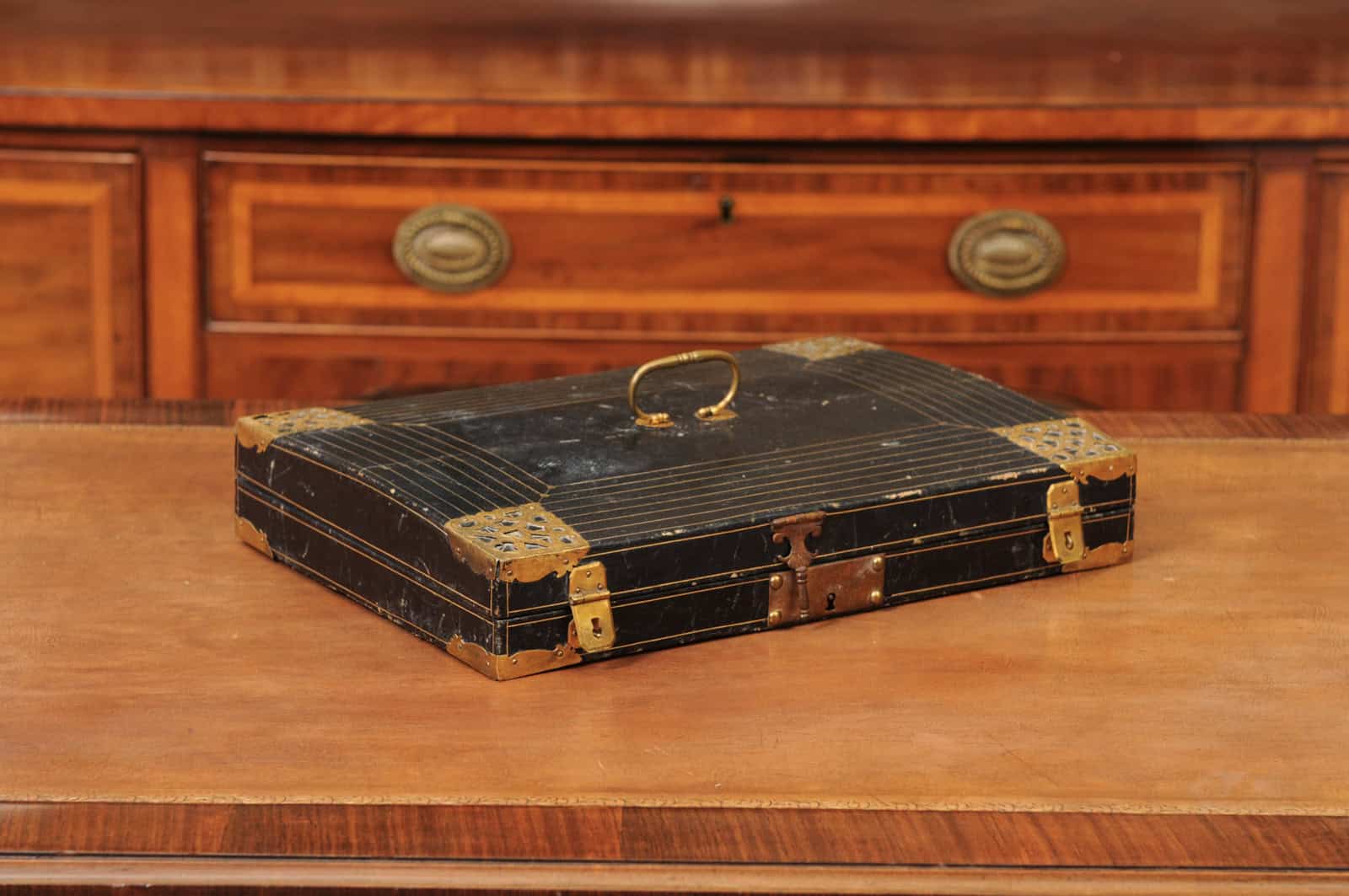 Early 18th Century French Louis XIV Leather & Bronze Dore Lap Desk ca. 1700 - Image 3