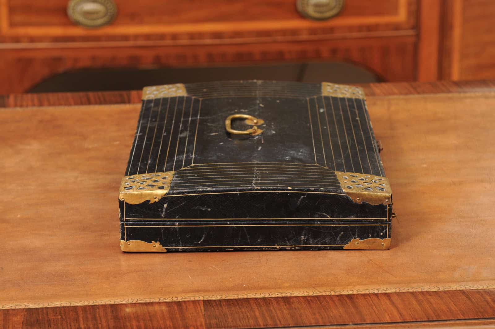 Early 18th Century French Louis XIV Leather & Bronze Dore Lap Desk ca. 1700 - Image 8