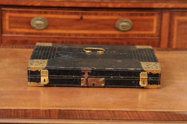 Early 18th Century French Louis XIV Leather & Bronze Dore Lap Desk ca. 1700 - Image 14