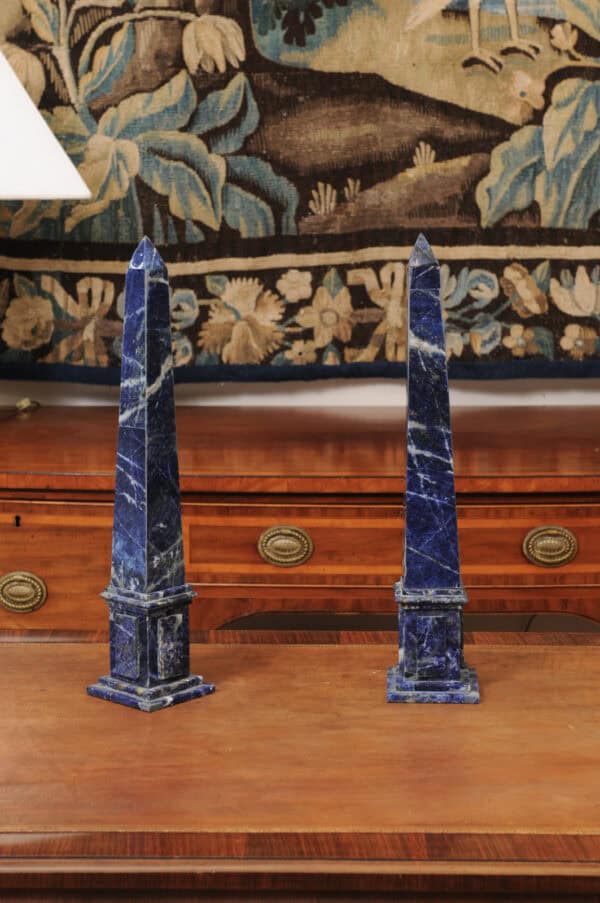 Pair of Blue Marble Obelisks , 20th Century - Image 3