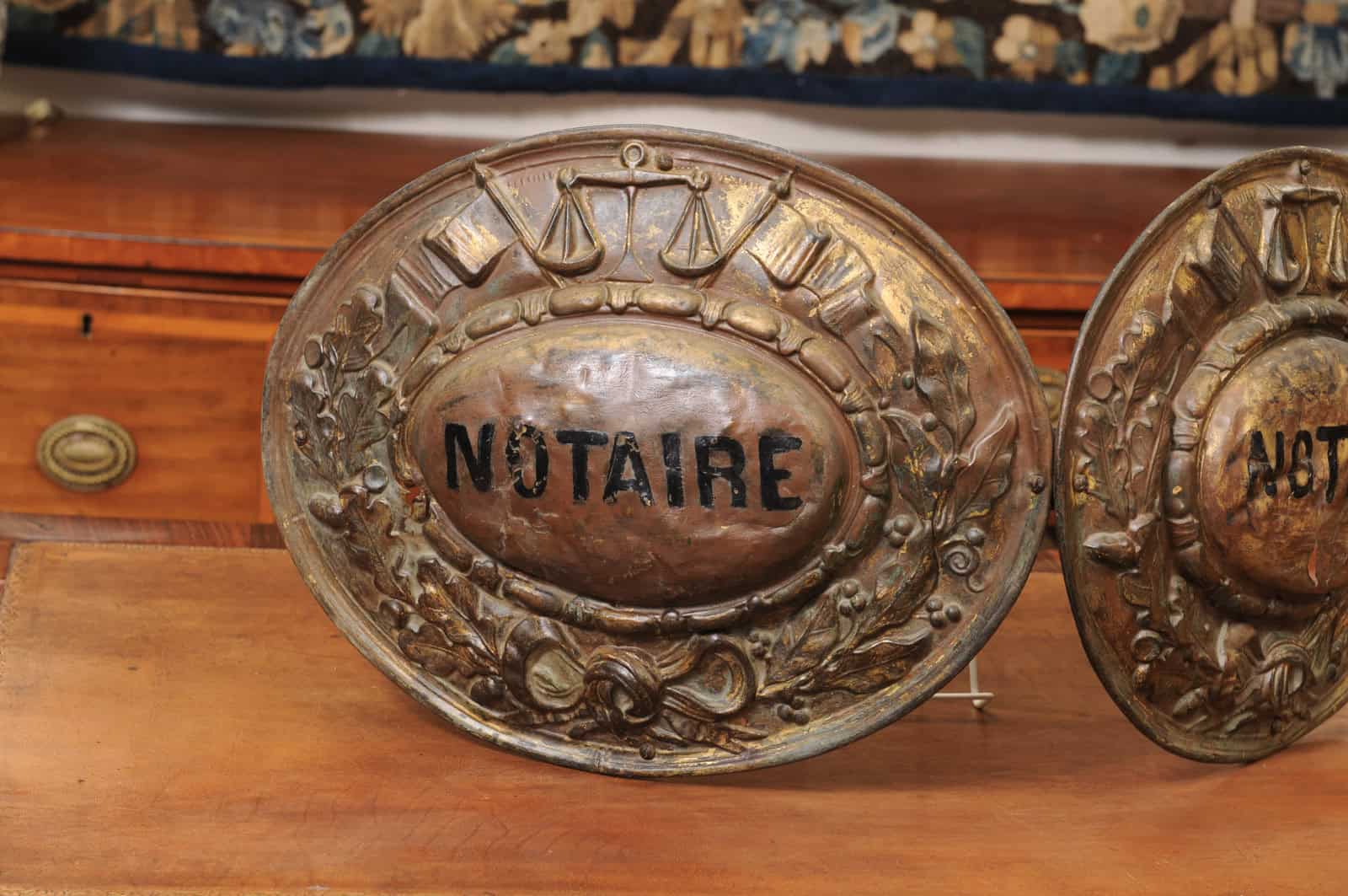19th Century French Brass Repousse Notary Street Sign - Image 4