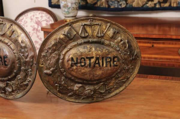19th Century French Brass Repousse Notary Street Sign - Image 5