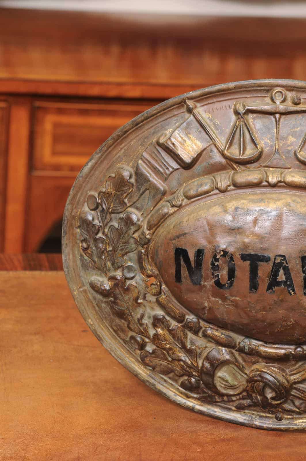19th Century French Brass Repousse Notary Street Sign - Image 6