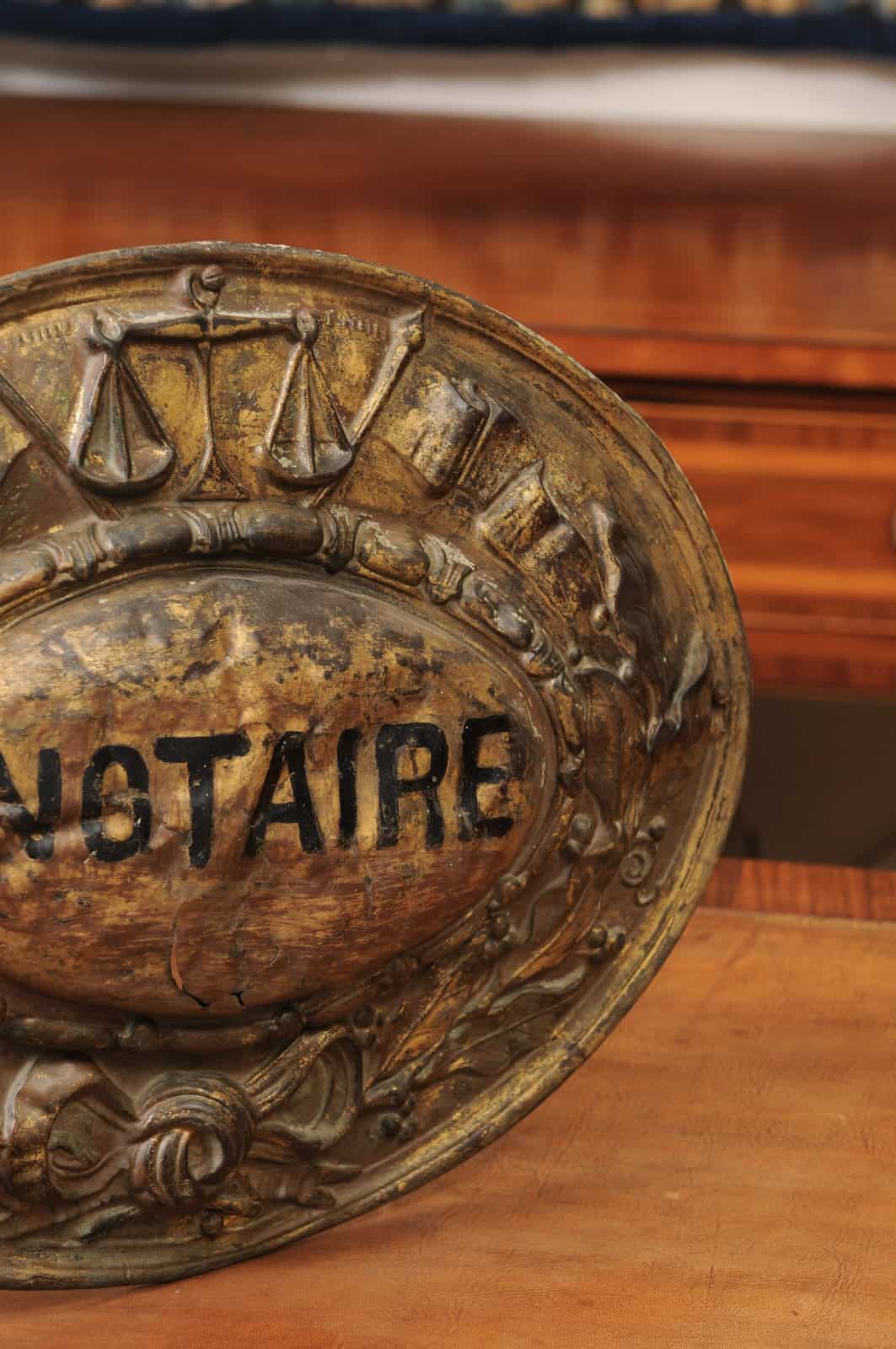 19th Century French Brass Repousse Notary Street Sign - Image 9
