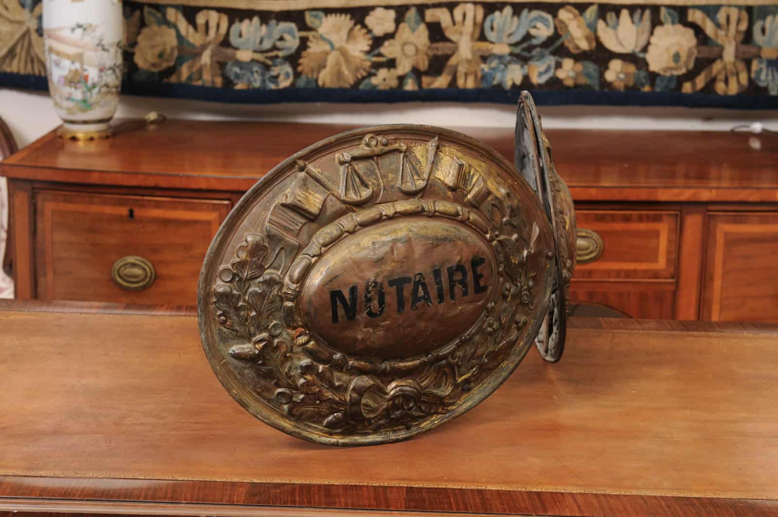 19th Century French Brass Repousse Notary Street Sign - Image 10