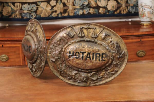 19th Century French Brass Repousse Notary Street Sign - Image 13