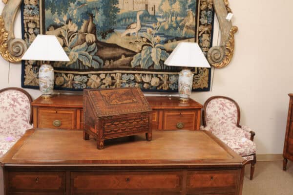 Apprentice Sized Straw Work Bureau / Slant Front Desk France ca. 1880 - Image 7
