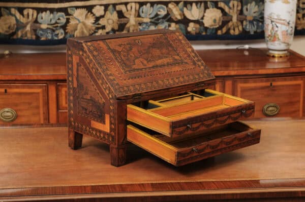 Apprentice Sized Straw Work Bureau / Slant Front Desk France ca. 1880 - Image 8