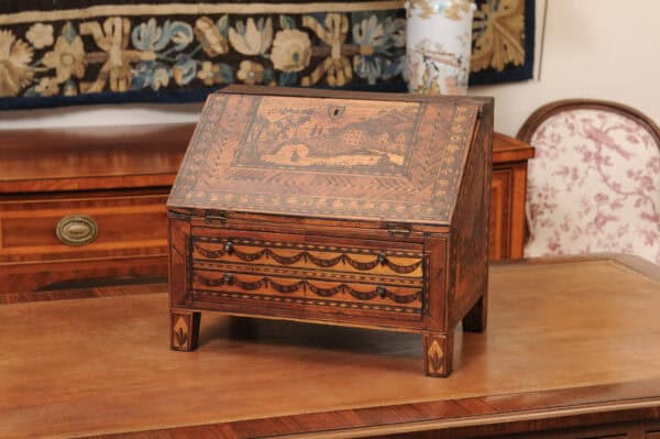 Apprentice Sized Straw Work Bureau / Slant Front Desk France ca. 1880 - Image 17