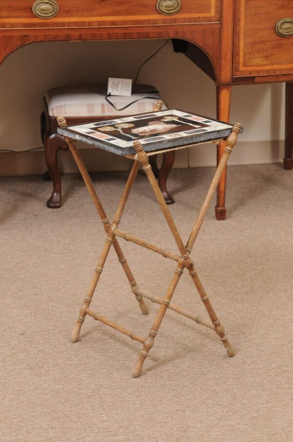 19th Century French Pietra Dura Panel of Tiger with Folding Stand - Image 3