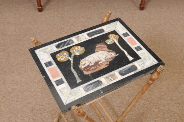19th Century French Pietra Dura Panel of Tiger with Folding Stand - Image 5