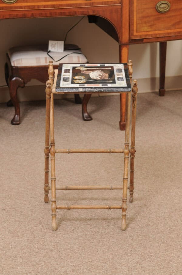 19th Century French Pietra Dura Panel of Tiger with Folding Stand - Image 6
