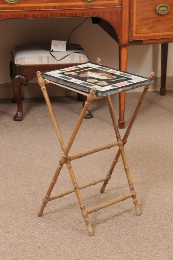 19th Century French Pietra Dura Panel of Tiger with Folding Stand - Image 7