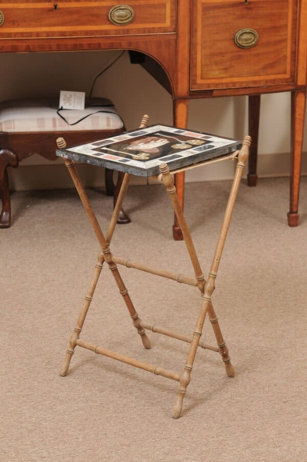 19th Century French Pietra Dura Panel of Tiger with Folding Stand - Image 9