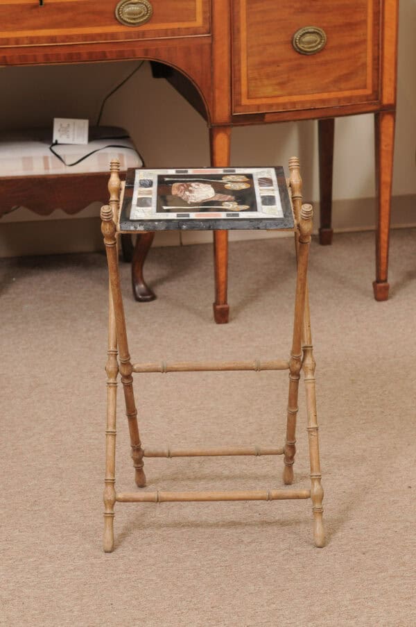 19th Century French Pietra Dura Panel of Tiger with Folding Stand - Image 10