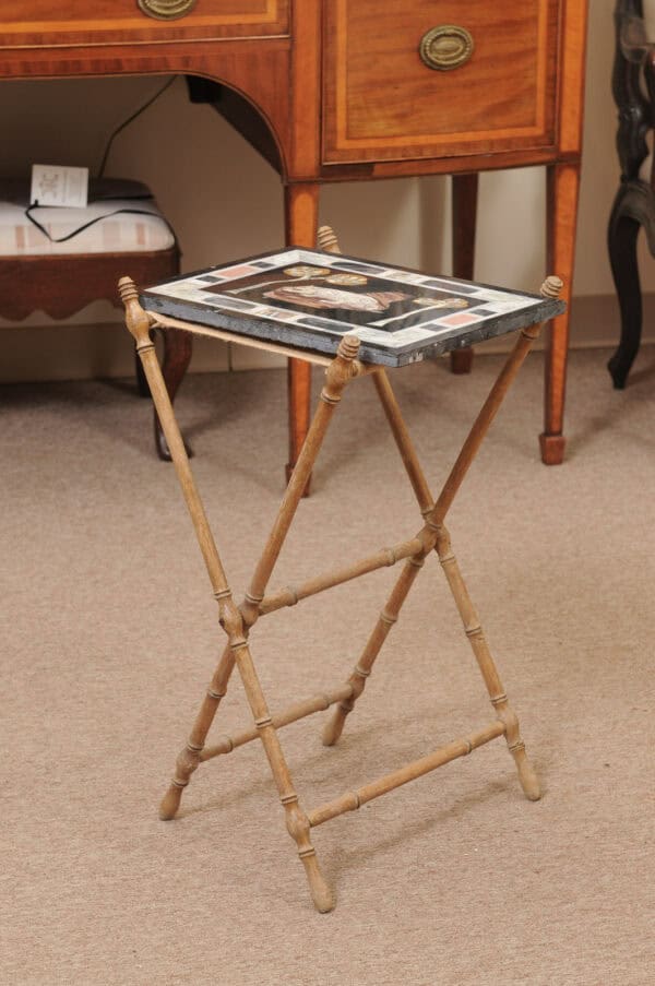 19th Century French Pietra Dura Panel of Tiger with Folding Stand - Image 11