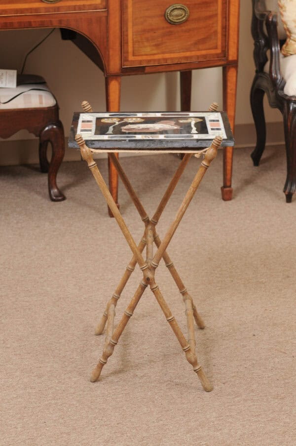 19th Century French Pietra Dura Panel of Tiger with Folding Stand - Image 12