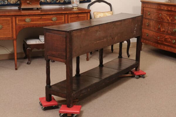 Late 18th Century English Oak Dresser Base with 5 Drawers, Arched Detail and Pot Board Below - Image 10