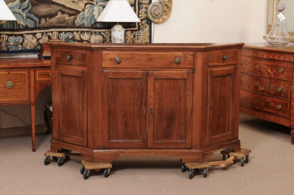 Italian Scantonata Walnut Credenza  with 4 Paneled doors , 19th Century - Image 3