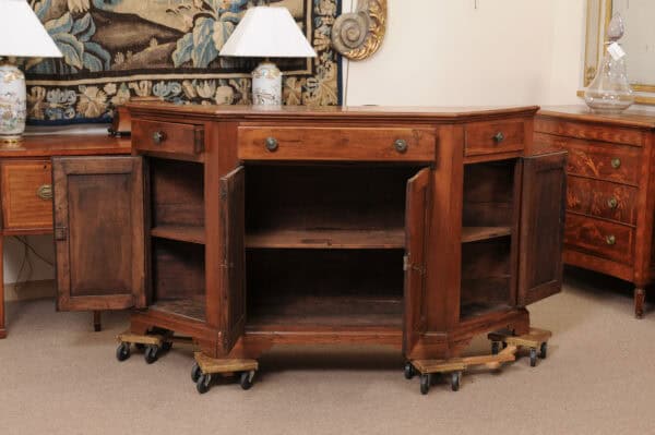 Italian Scantonata Walnut Credenza  with 4 Paneled doors , 19th Century - Image 4