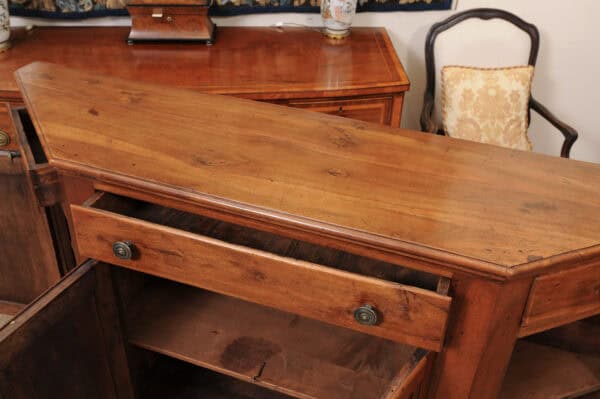 Italian Scantonata Walnut Credenza  with 4 Paneled doors , 19th Century - Image 5