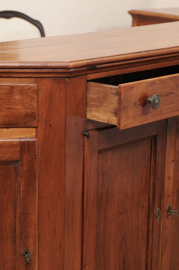 Italian Scantonata Walnut Credenza  with 4 Paneled doors , 19th Century - Image 6