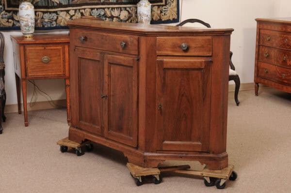 Italian Scantonata Walnut Credenza  with 4 Paneled doors , 19th Century - Image 12