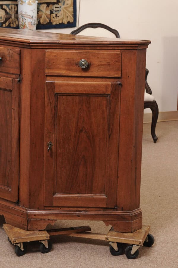 Italian Scantonata Walnut Credenza  with 4 Paneled doors , 19th Century - Image 13