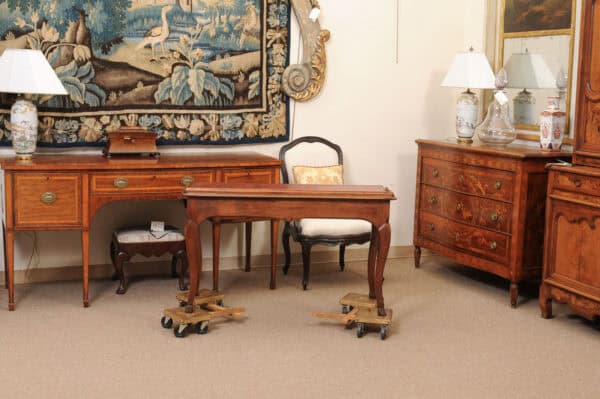 18th Century French Louis XV Walnut Writing Table with Leather Top - Image 10
