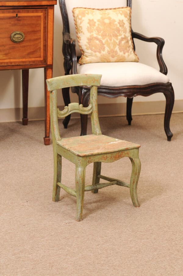 19th Century Swedish Green Painted Wood Child's Chair - Image 3
