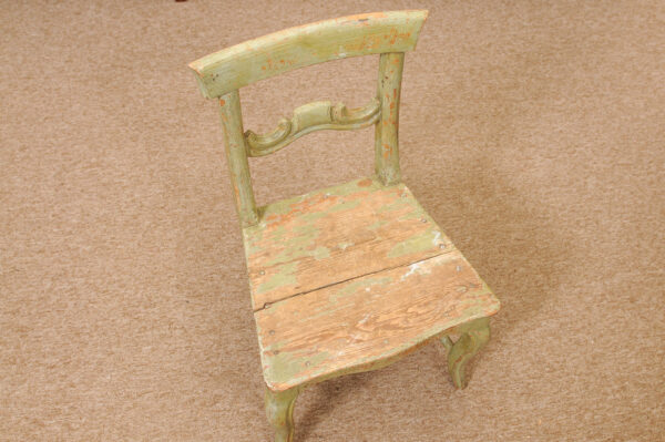 19th Century Swedish Green Painted Wood Child's Chair - Image 5