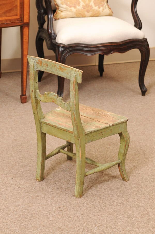 19th Century Swedish Green Painted Wood Child's Chair - Image 7
